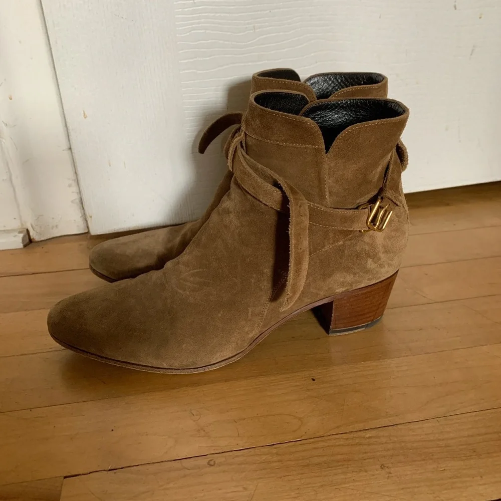 Tan suede saint Laurent boots - Picture 1 of 5